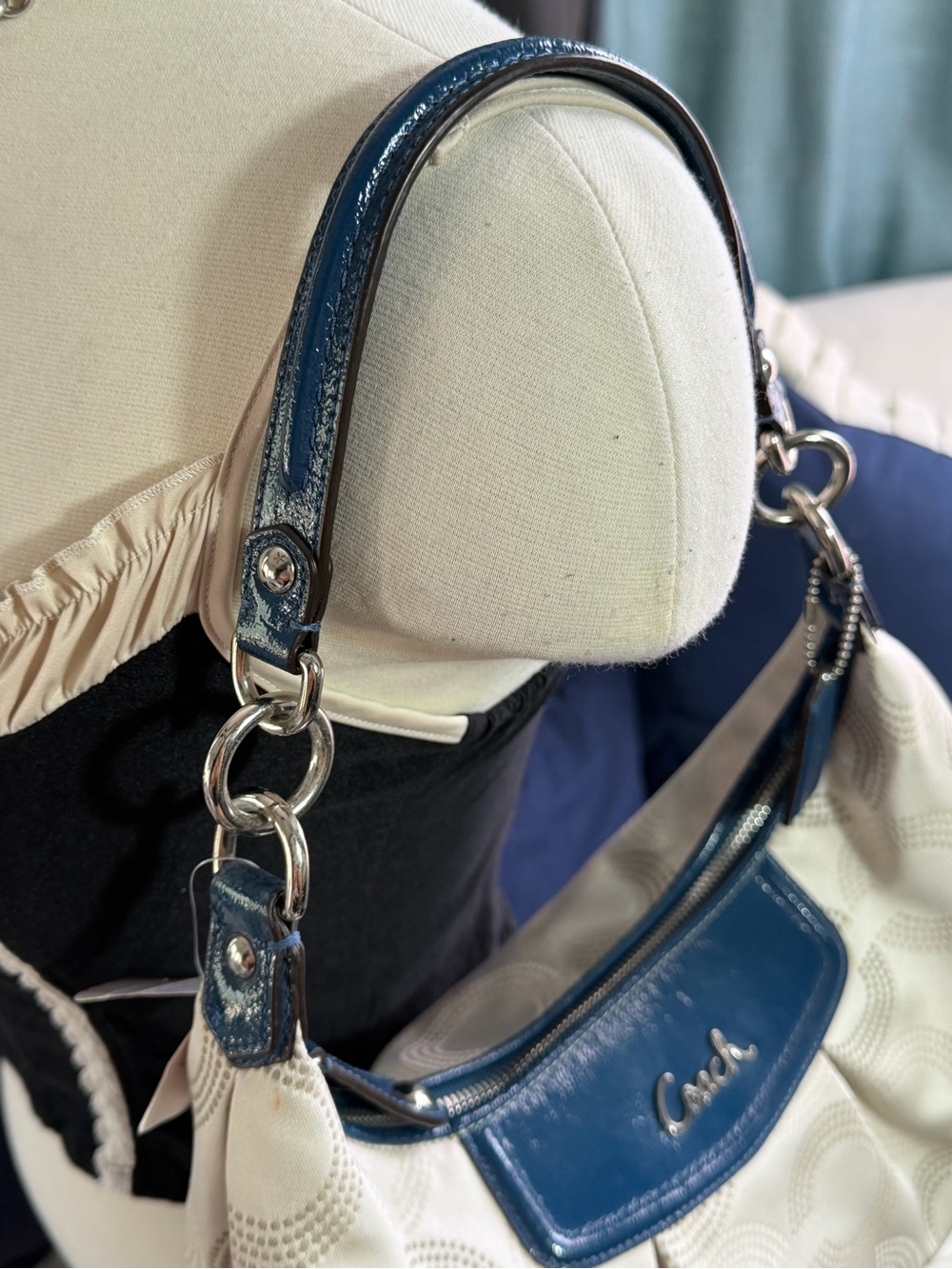 Coach Signature Ashley Dotted Op Art Convertible Hobo Bag Y2K - Picture 5 of 13